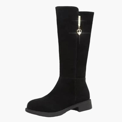 Bottes hautes femme élégantes avec fermeture éclair décorative pour l'automne et l'hiver