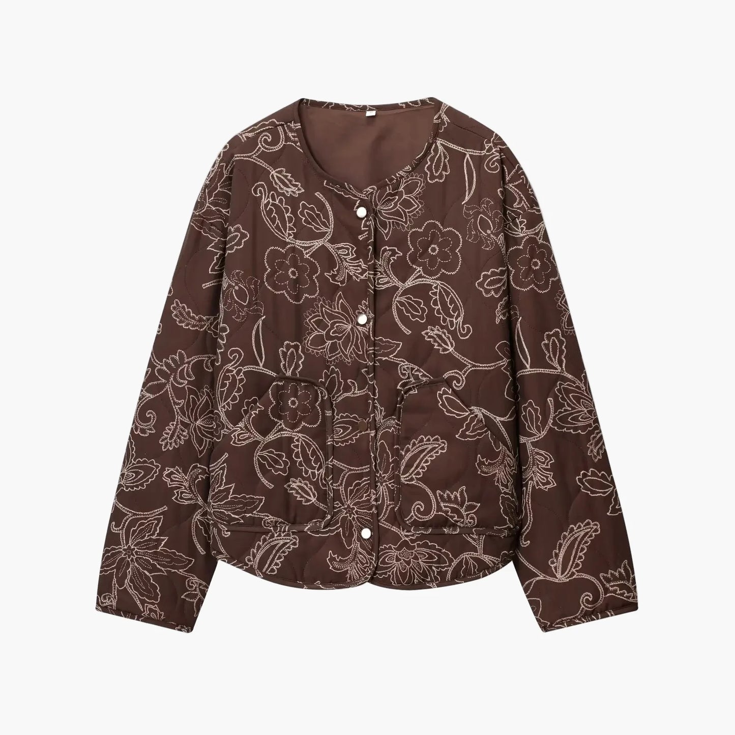 Veste matelassée décontractée femme style floral idéale pour l'automne et le printemps