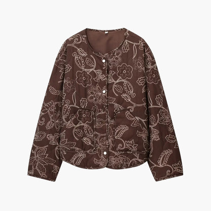 Veste matelassée décontractée femme style floral idéale pour l'automne et le printemps