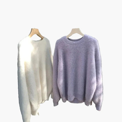 Pull ample style décontracté pour femme, col rond, look cocooning chic