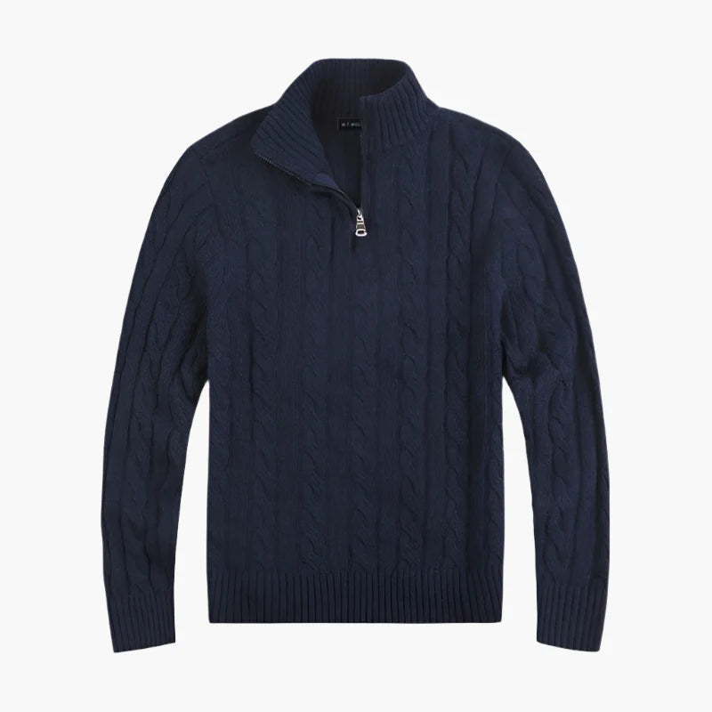 Pull demi-zippé style Old Money pour homme – Élégance et confort haut de gamme
