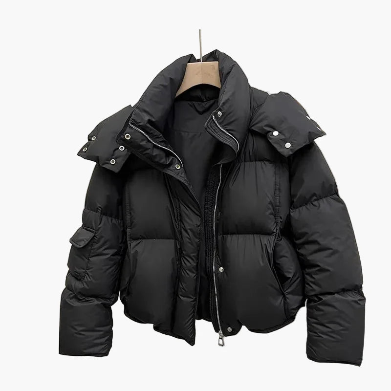 Doudoune matelassée courte à capuche pour femme - Style urbain chaud et tendance