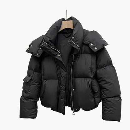Doudoune matelassée courte à capuche pour femme - Style urbain chaud et tendance