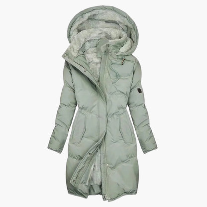 Manteau d'hiver long à capuche pour femme, style élégant et chaud, idéal pour l'hiver
