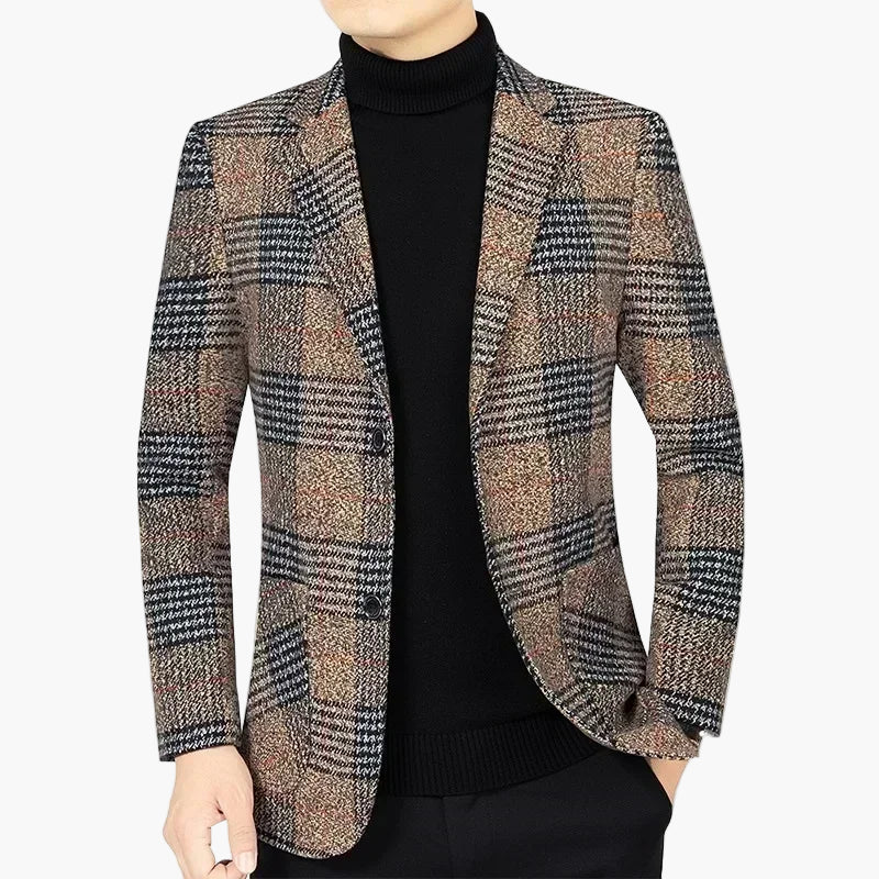 Veste Blazer Homme Élégant à Carreaux Style Business Décontracté