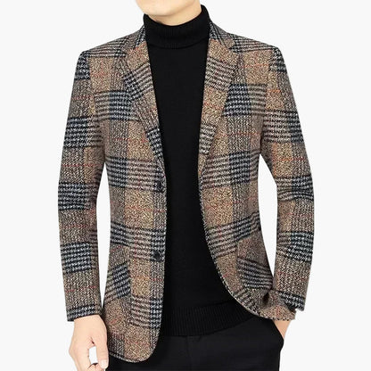 Veste Blazer Homme Élégant à Carreaux Style Business Décontracté