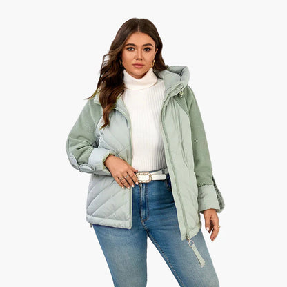 Veste matelassée décontractée pour femme grande taille avec capuche - Style urbain tendance