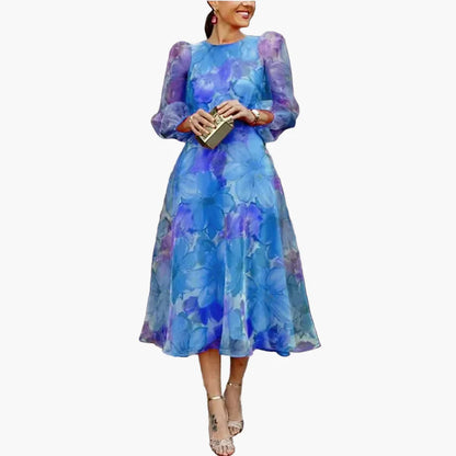 Elegant Women's Dress with Floral Print Classic Style for Wedding Guests and Events