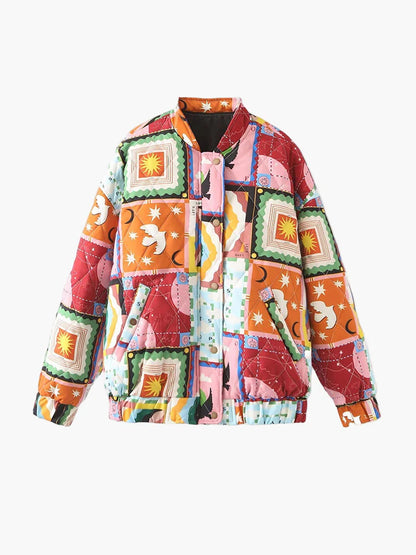 Veste matelassée patchwork style bohème pour femme - Mode urbaine et originale