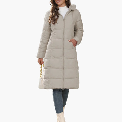 Manteau long matelassé femme à capuche – Doudoune chaude style urbain hiver
