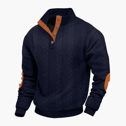 Pull à boutons col montant style torsadé pour homme, casual chic et confortable
