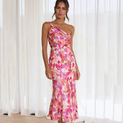 Robe midi à Bretelles et Dos Nu Imprimé Floral