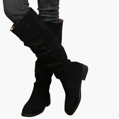 Bottes hautes décontractées pour femme style slouchy à talon plat
