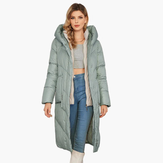 Manteau doudoune long femme style urbain élégant hiver