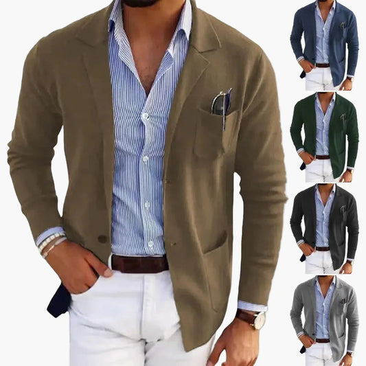 Veste Blazer Homme Élégant Décontracté à Revers, Manches Longues, Style Affaires et Casual