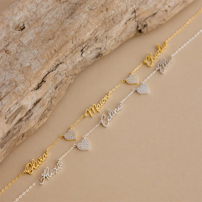 Joan – Collier Pendentif Cœur Personnalisé avec Plaques de Nom Multiples