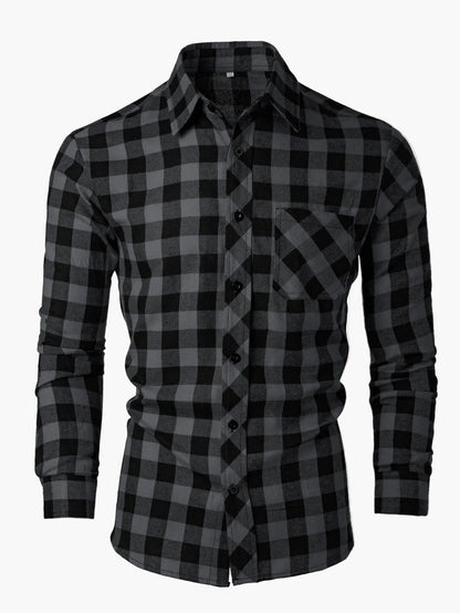 Chemise à carreaux manches longues style décontracté pour homme