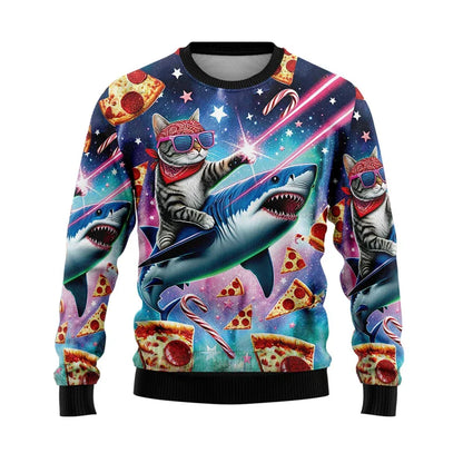 Pull de Noël homme style urbain festif avec Père Noël hip-hop – Idéal pour soirées et fêtes