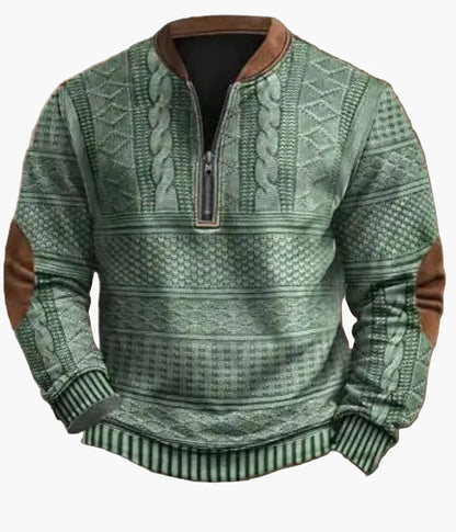 Sweat-shirt à demi-fermeture éclair pour homme style automne/hiver tendance - Pull chaud col montant casual