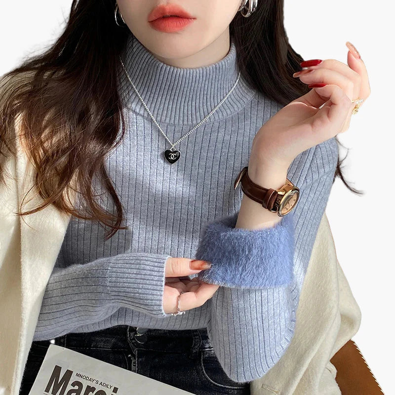 Pull Col Roulé Femme Élégant Style Décontracté pour Automne et Hiver