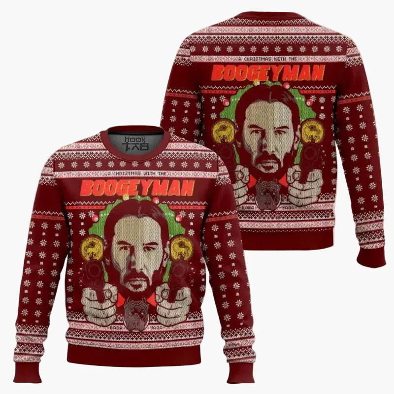 Pull de Noël homme style "Wick-Mas" drôle et original pour fans de cinéma – Sweatshirt festif à motif
