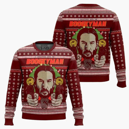 Pull de Noël homme style "Wick-Mas" drôle et original pour fans de cinéma – Sweatshirt festif à motif