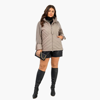 Veste matelassée décontractée pour femme grande taille avec capuche - Style urbain tendance