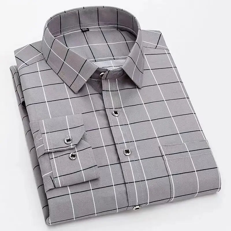 Chemise homme élégante à rayures style business casual – manches longues, tendance urbaine