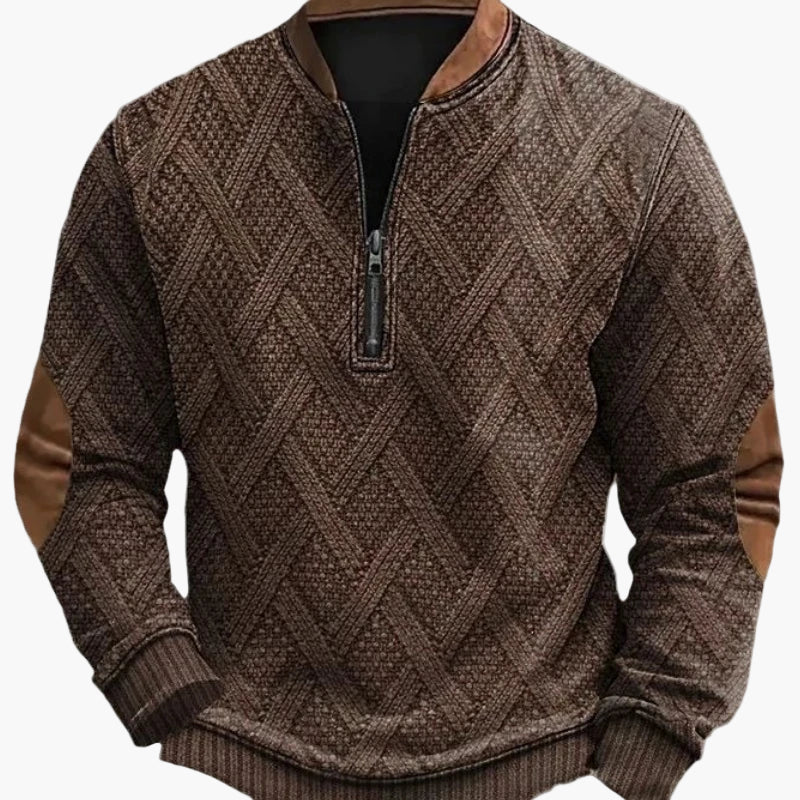 Sweat-shirt à demi-fermeture éclair pour homme style automne/hiver tendance - Pull chaud col montant casual