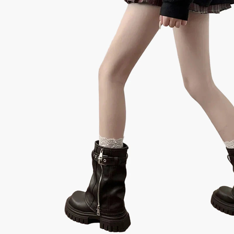 Bottes à plateforme style urbain pour femme, look tendance et décontracté