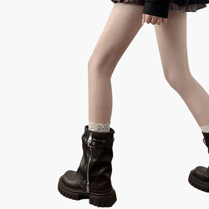 Bottes à plateforme style urbain pour femme, look tendance et décontracté