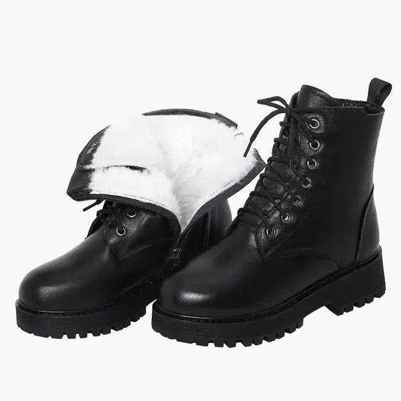 Bottes d'hiver femme à talon bloc style militaire avec doublure chaude