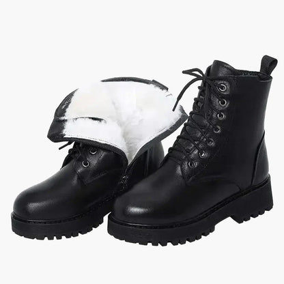 Bottes d'hiver femme à talon bloc style militaire avec doublure chaude