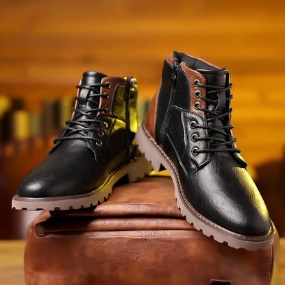 Damon – Bottines en Cuir Classiques pour Hommes avec Semelle Robuste et Fermeture Éclair Latérale