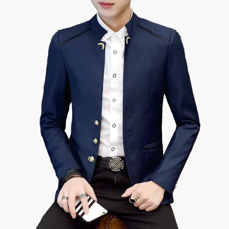 Veste élégante col mao pour homme style urbain chic soirée et bureau