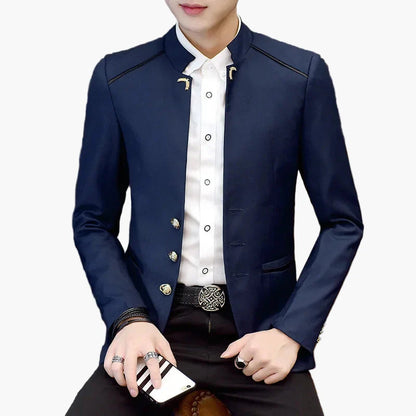 Veste élégante col mao pour homme style urbain chic soirée et bureau