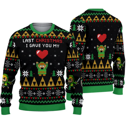 Pull de Noël humoristique homme – Style Ugly Christmas Sweater "Christmas Bros" avec Père Noël et Jésus