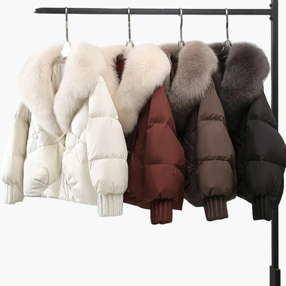 Veste d'hiver femme à col large style élégant pour temps froid