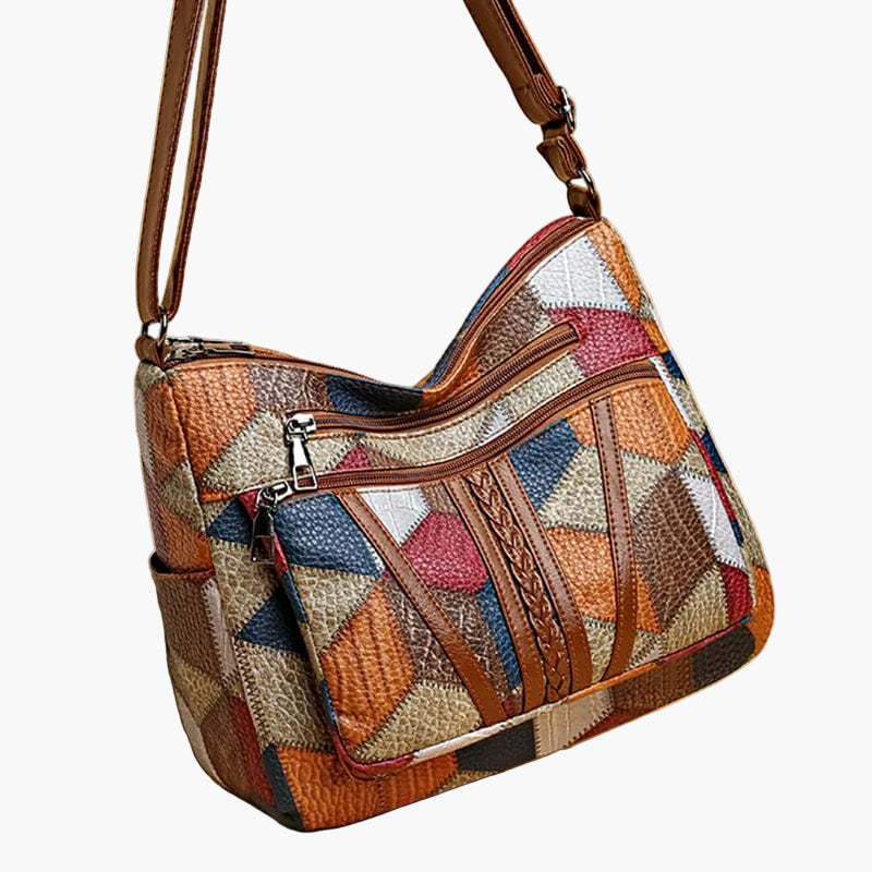 Sac à bandoulière patchwork pour femme - Style bohème chic et pratique au quotidien