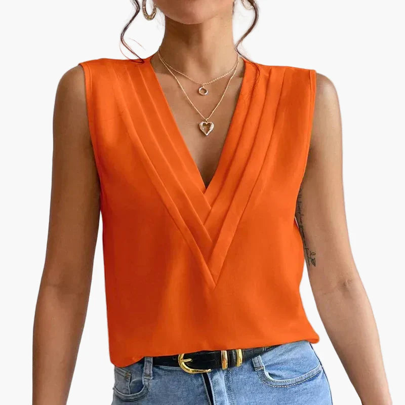 Elegante mouwloze blouse voor dames, stijlvolle en veelzijdige look, ideaal voor kantoor en uitgaan