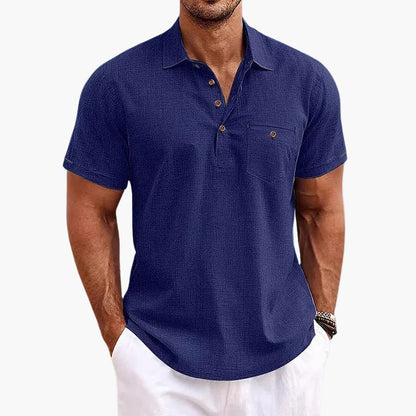 Loszittend herenspolo met knoopsluiting, veelzijdige zomerse stijl