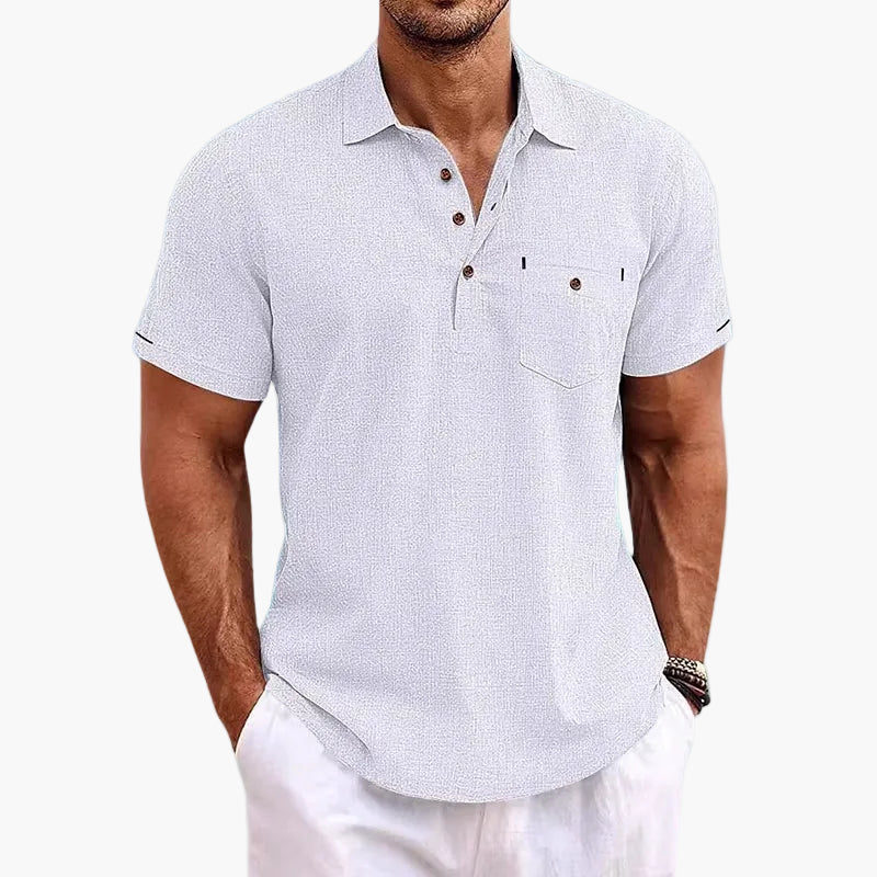 Loszittend herenspolo met knoopsluiting, veelzijdige zomerse stijl