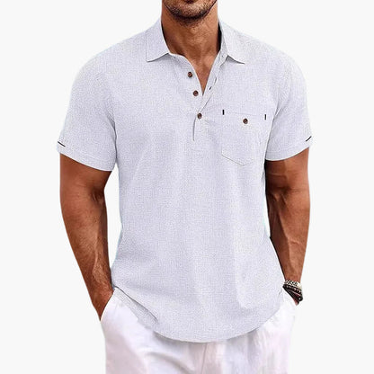Loszittend herenspolo met knoopsluiting, veelzijdige zomerse stijl