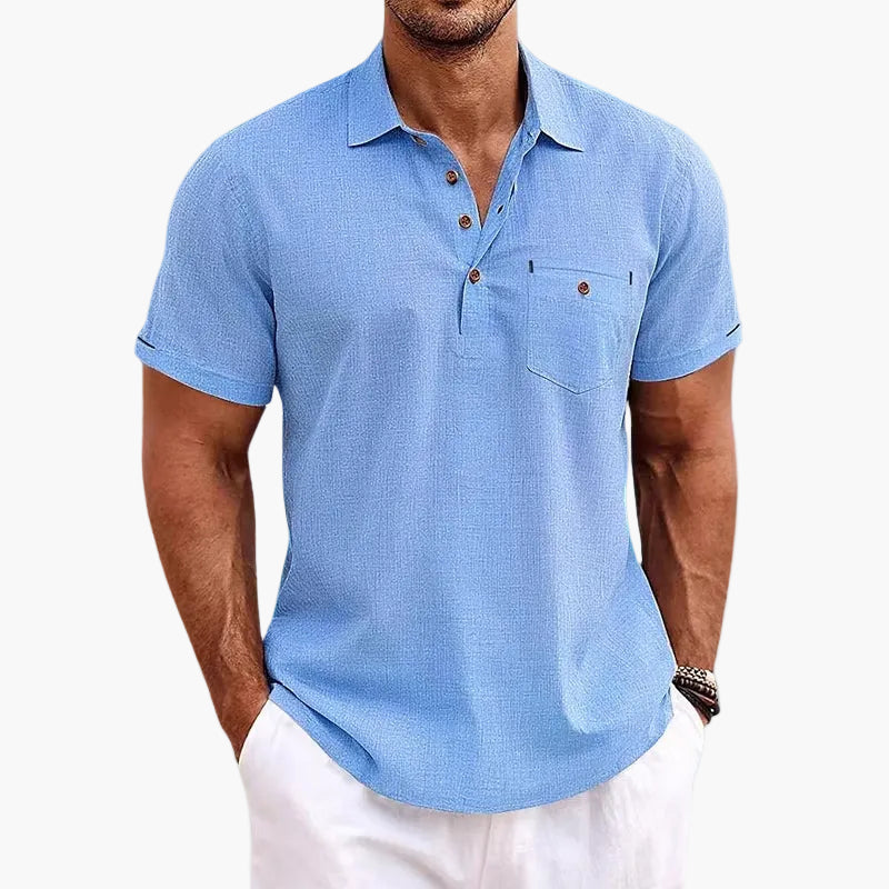 Loszittend herenspolo met knoopsluiting, veelzijdige zomerse stijl