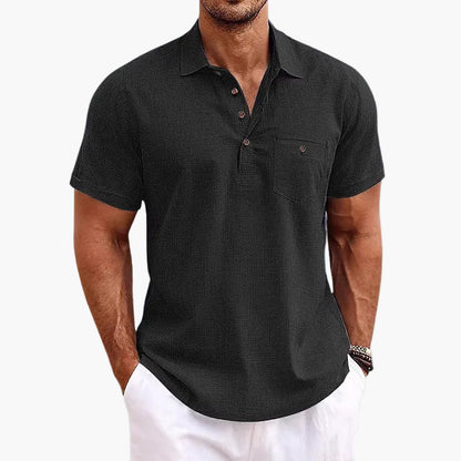 Loszittend herenspolo met knoopsluiting, veelzijdige zomerse stijl