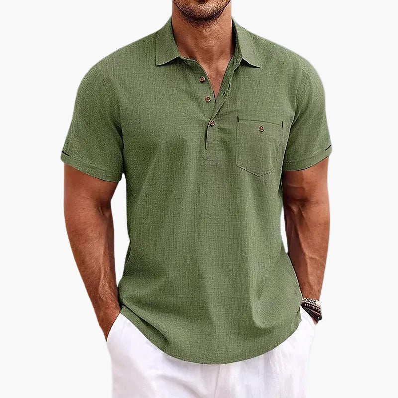 Loszittend herenspolo met knoopsluiting, veelzijdige zomerse stijl