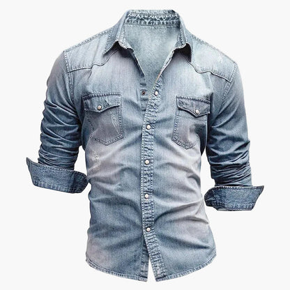 Camisa de mezclilla para hombre corte ajustado estilo informal moda urbana