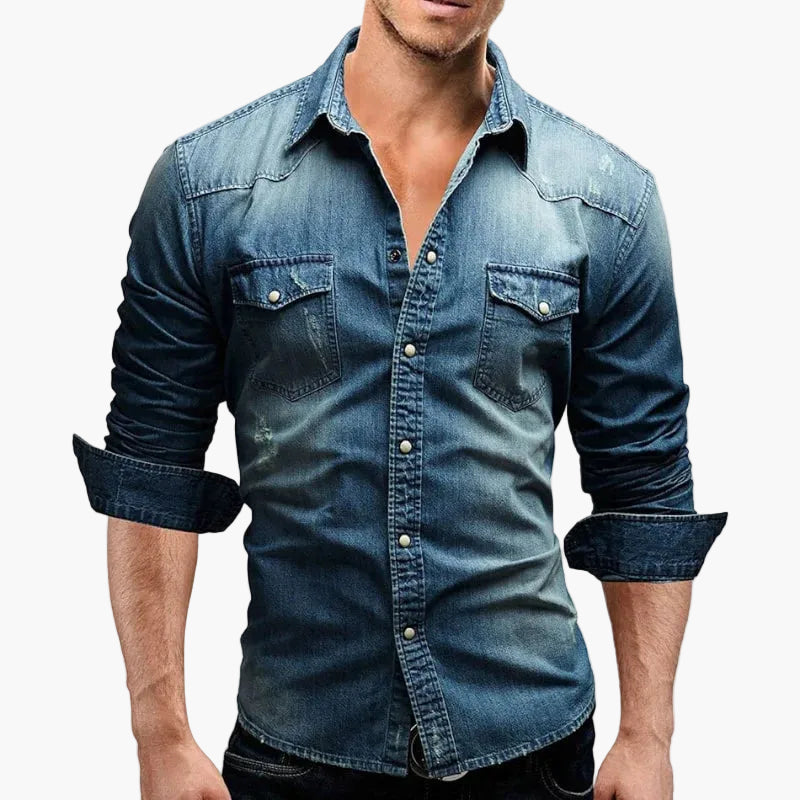 Camisa de mezclilla para hombre corte ajustado estilo informal moda urbana