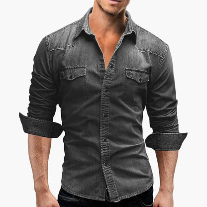 Camisa de mezclilla para hombre corte ajustado estilo informal moda urbana