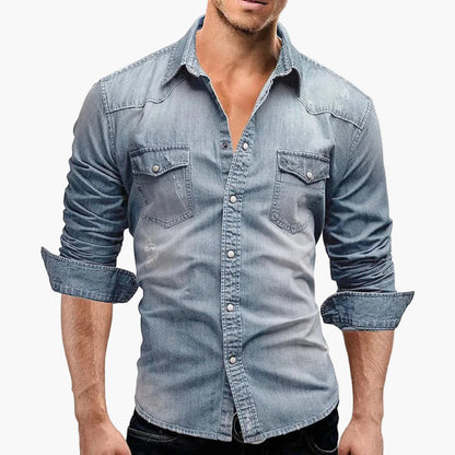 Camisa de mezclilla para hombre corte ajustado estilo informal moda urbana